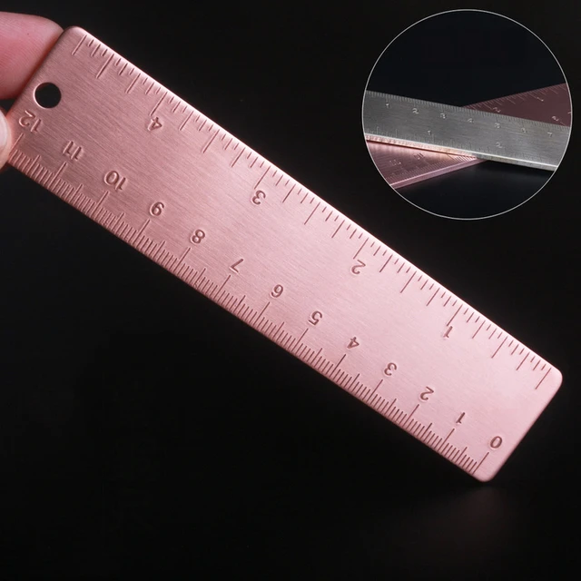 5pcs Portable Retro Small Copper Brass Ruler Metal Bookmark Scale