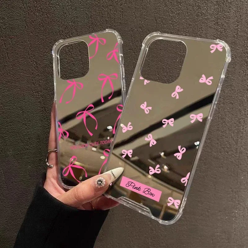Adorable Bowknot Phone Case with Makeup Mirror Cover
