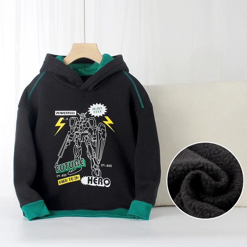 New Warm Thicken Children Sweatshirts Fleece Hoodies Boys Outwear Coat Jackets Autumn Winter Casual Loose Kids Sweaters Clothing