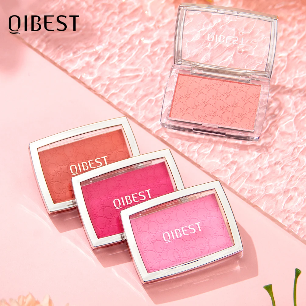 

QIBEST 4 Colors Natural Matte Blush Powder Nourishing Long-Lasting Face Blusher Peach Cream Cheek Tint Rouge Makeup Cosmetics