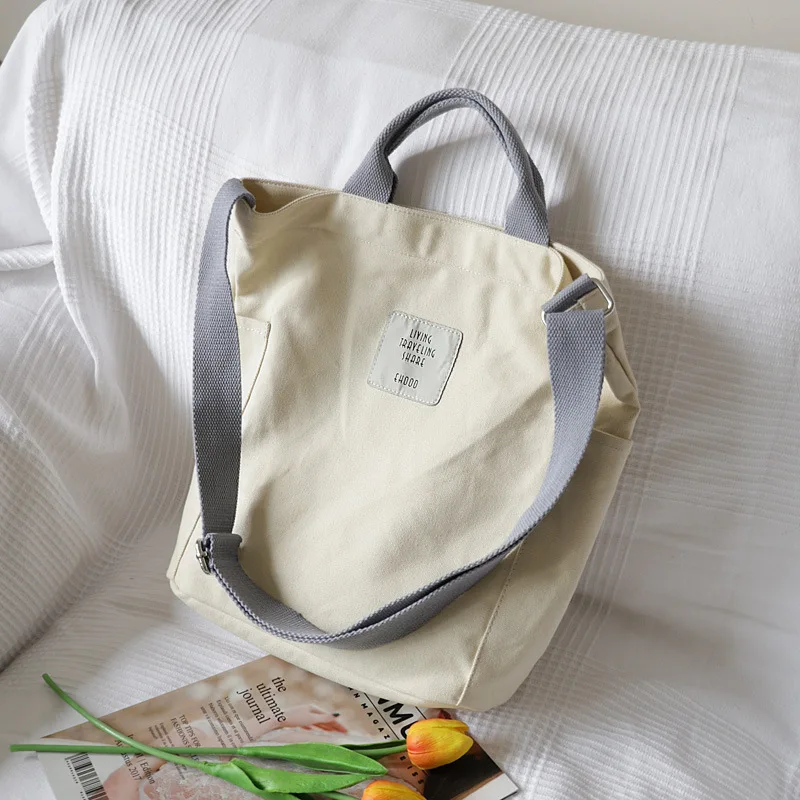Korean Art Canvas Shoulder Bag Handbag Simple Small Fresh Messenger Bag Casual Cloth Bag Shopping Bag Purses and Handbags 