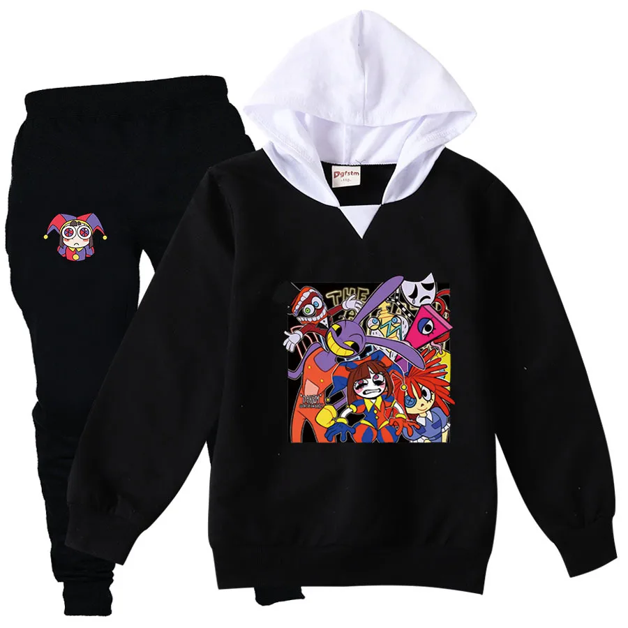 

The Amazing Digital Circus Pomni Jax Clothes Kids Cartoon Tracksuit Baby Girls Hooded Sweatshirts Pants 2pcs Set Children's Sets