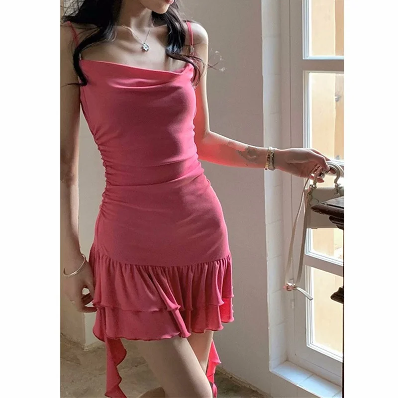 

Spicy Girl Strap Dress Summer Skirt Women's Swinging Neck Sexy Tight Stepmother Skirt Wrapped Hip Skirt Short Skirt