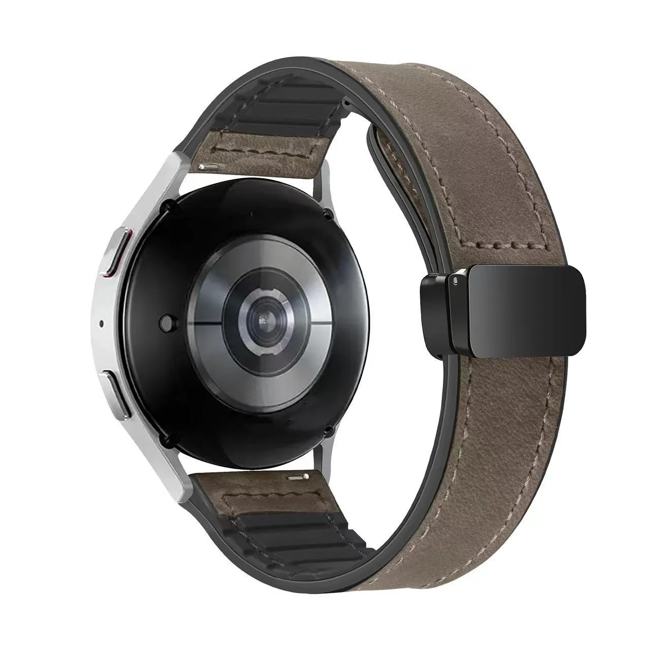 Premium Leather Silicone Magnetic Watch Strap Bracelet, 20mm/22mm, Multiple Sizes Available