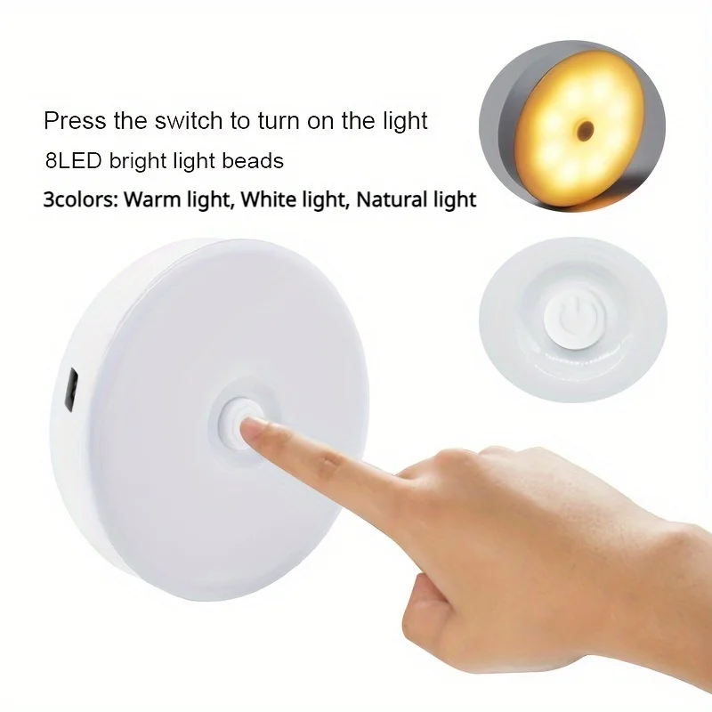 Key Switch Night Light 1pc/2pcs/3pcs/4pcs USB Rechargeable Energy-saving key switch night light