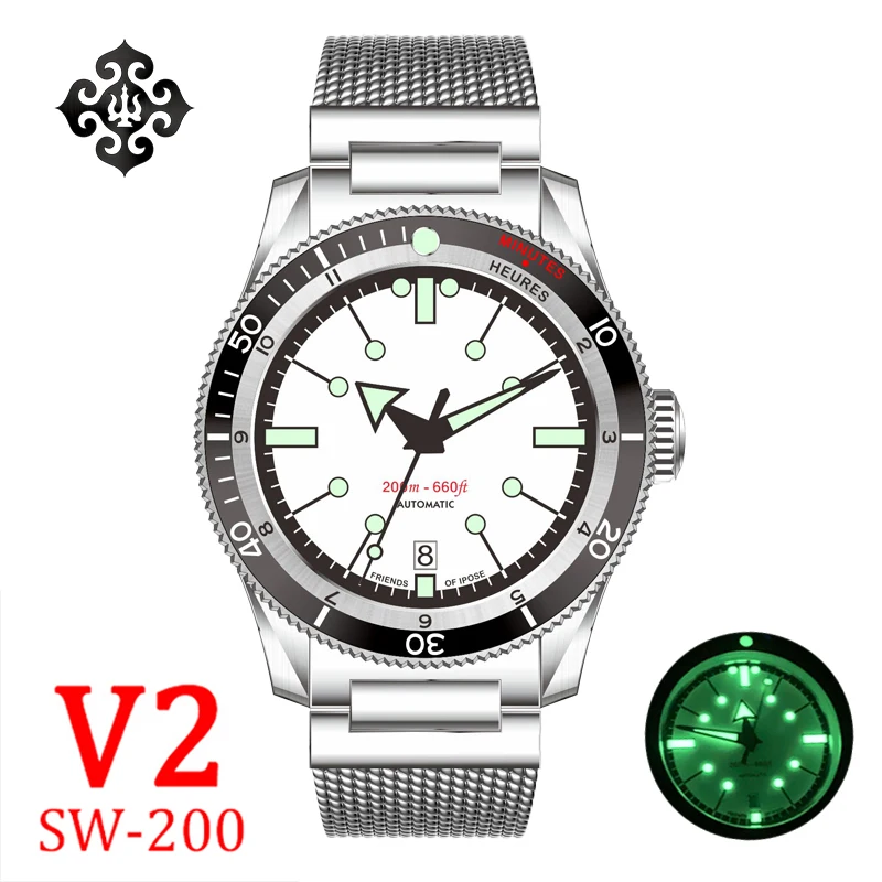 

2023 NEW IPOSE IX&DAO 40MM Men Automatic Mechanical Watches SW-200 Sport Retro Casual 5303 GMT AR Coating C3 Diving Reloj Hombre