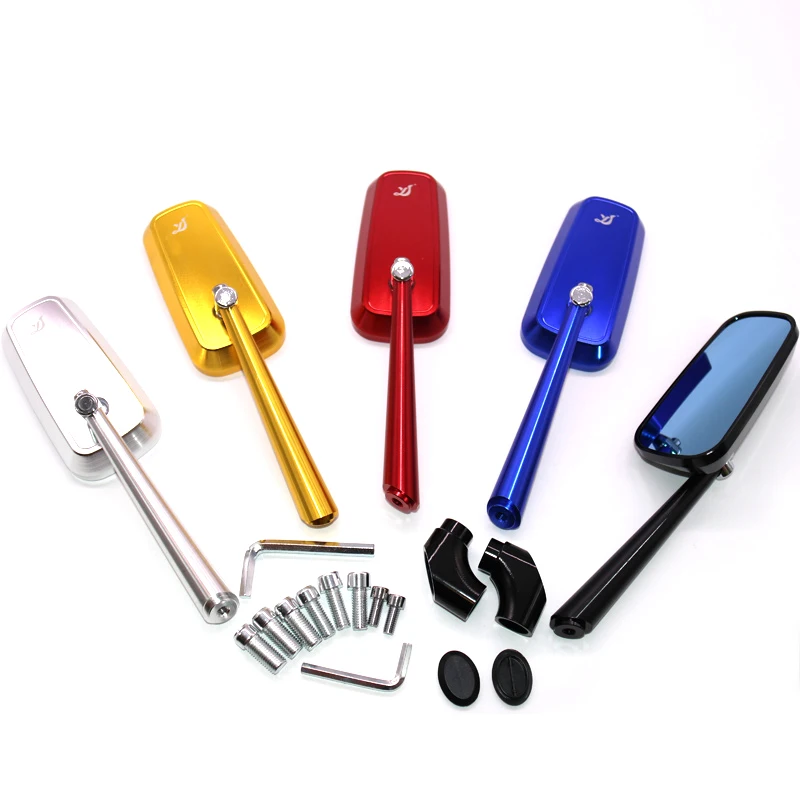 

5colors Universal CNC Aluminum Motorcycle Handlebar Rear View Mirrors Blue Anti-glare Mirror 8mm 10mm for Honda Yamaha Mirrors
