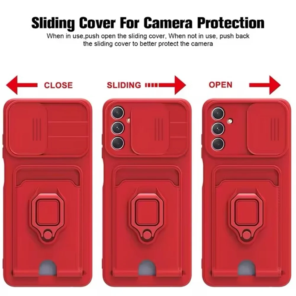 Luxury Camera Push Window Phone Case with Card Holder & Magnetic Stand Cover