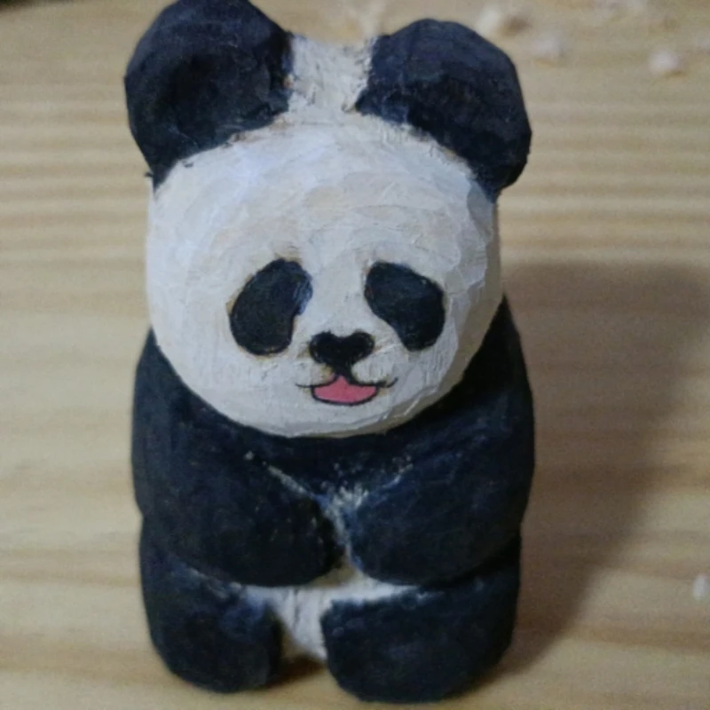 

Creative Gift decoration basswood handmade wood carving panda personality Birthday gift Car home accessories isolated