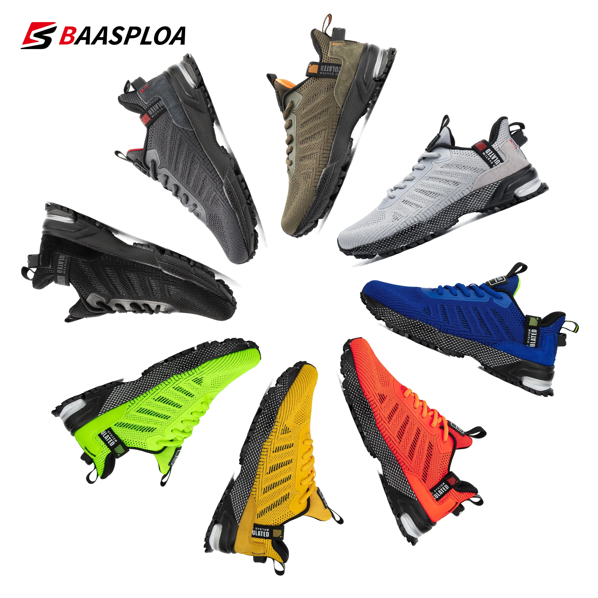 Baasploa Professional Men Running Shoes Lightweight Mesh Lace-Up Outdoor Sports Tennis men sneakers,running shoes