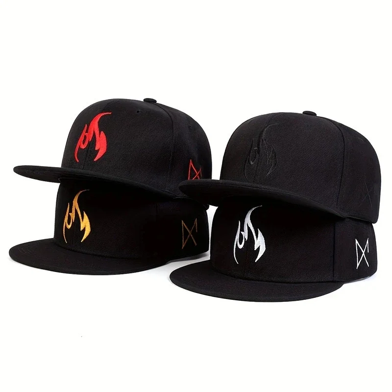 Creative Fashion Flame Embroidery Baseball Cap Adjustable Cotton Snapback Hat Men Women Outdoors Hip Hop Trucker Hats Sport Caps 2