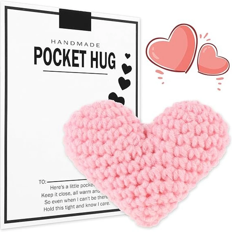 Pocket Hug Token Bulk Hug Cards with Crochet Heart Lovely Greeting Cards Exchange Card Valentine's Day Brithday Wedding Gift