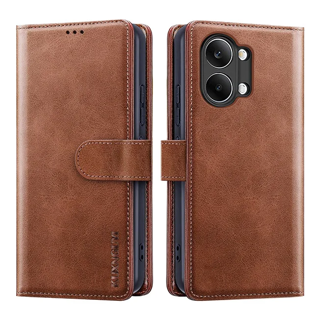Leather Flip Wallet Phone Case with Magnetic Stand