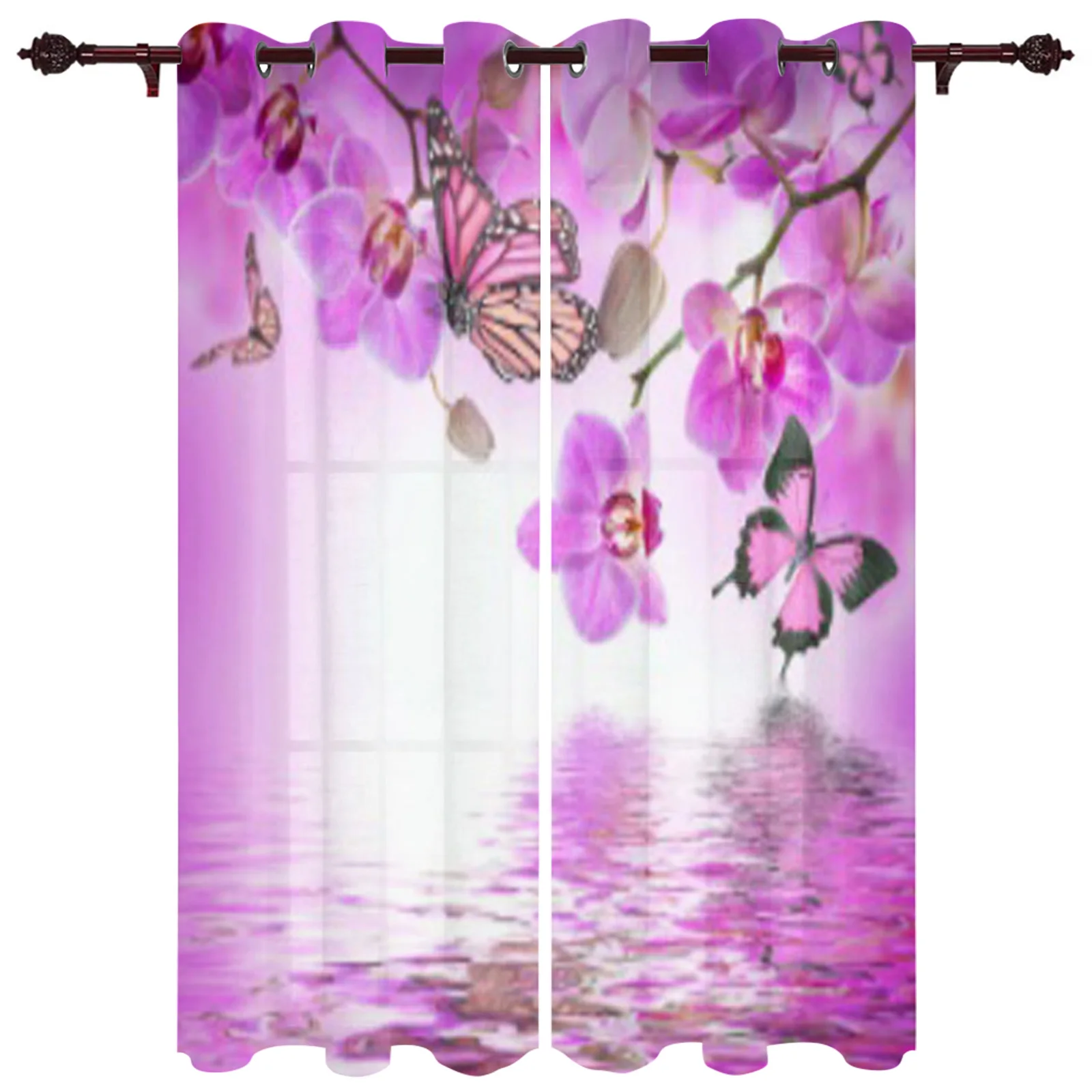 Tropical Orchids And Butterfly Curtain For Living Room The Bedroom ...