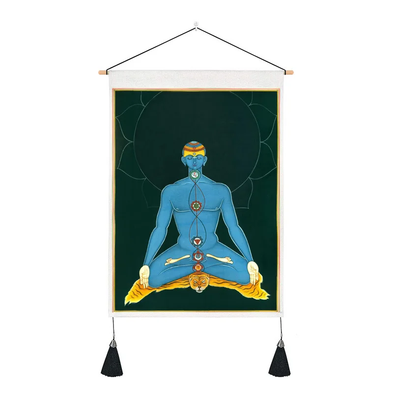 

Indian Buddha sitting meditation hanging fabric living room sofas background tapestry Scandinavian rectangular wall decoration