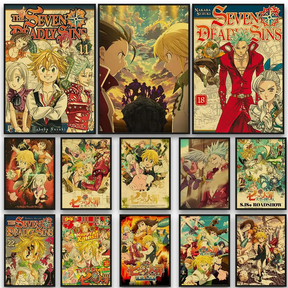 

Anime The Seven Deadly Sins Posters Kraft Paper Picture Cartoon Wall Sticker Poster And Bedroom Nostalgia Picture Art Posters