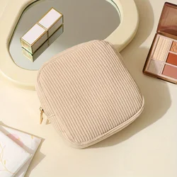 Travel - Friendly Compact Makeup Bag with Zippered Pockets and Discreet Storage Compartments (Beige)