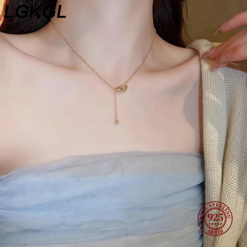 LGKGL S 목걸이, 더블 링 링 버클 태슬, 고급 패션 스웨터 체인, 저렴한 가격