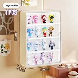 Magnetic Wall - Mounted Display Rack & Dustproof Organizer for Collectible Action Figures and Toys (White - L - 1PCS)