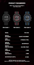  2023 New Watch Men Fashion Sports Quartz Watches For Menes Large Dial Square 30M Waterproof Male Wristwatch Rubber Bands Black 