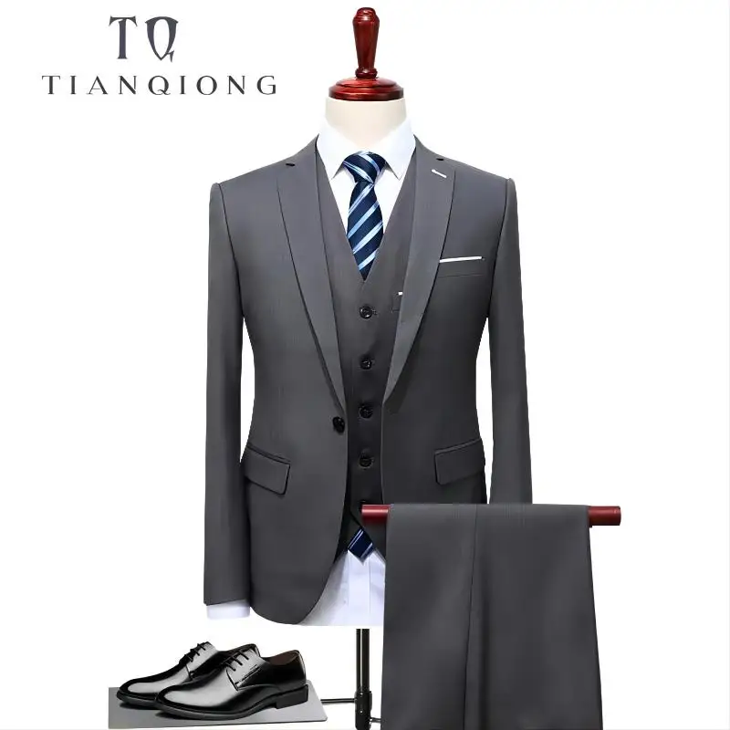 TIAN QIONG, the stylish new type 2-piece slim-shaped classic men's suit with a single button (jacket + trousers)