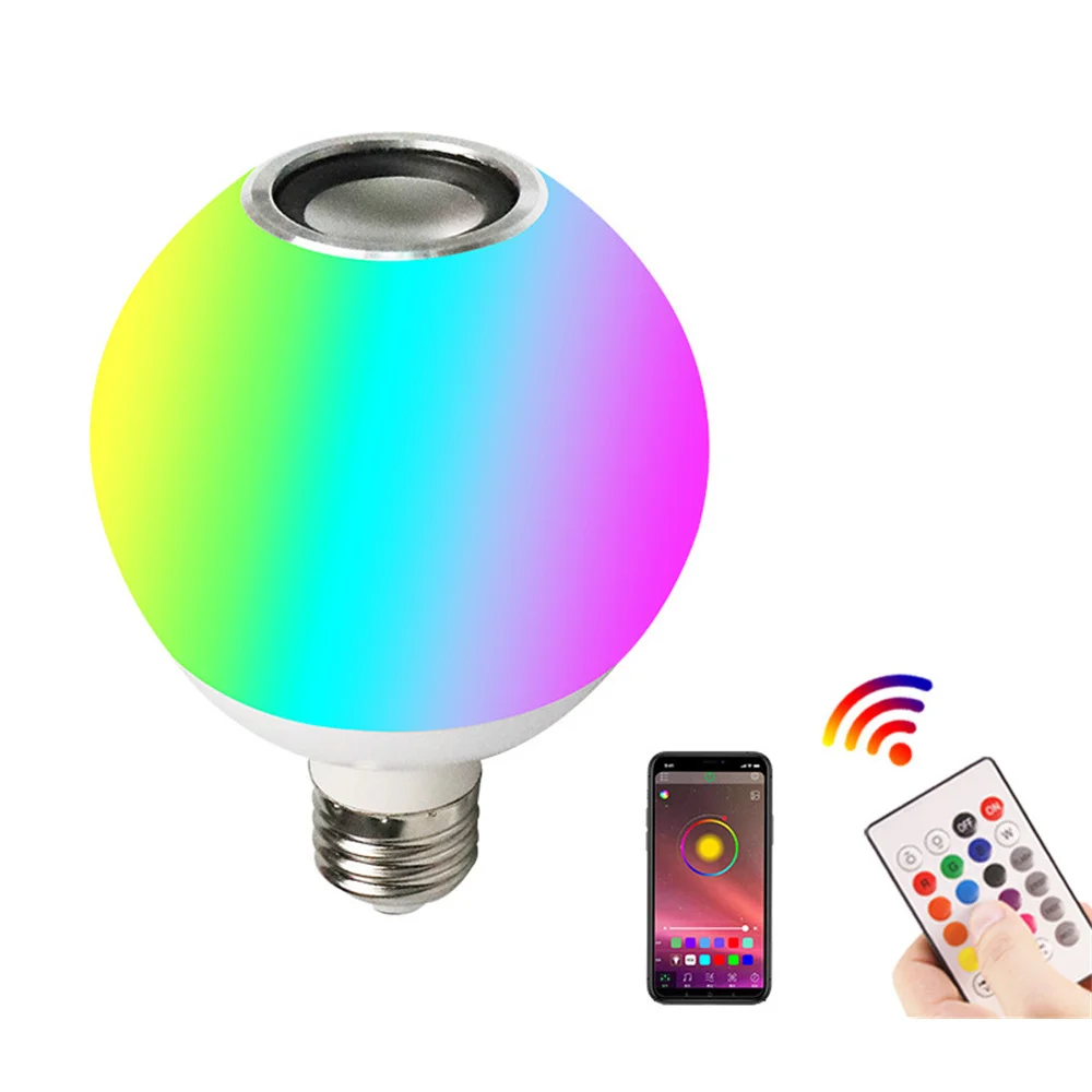 E27 Globe Ball Bluetooth Speaker Smart Led Bulb RGB Changing Lamp & Remote Controller Indoor Decoration for Party,Wedding