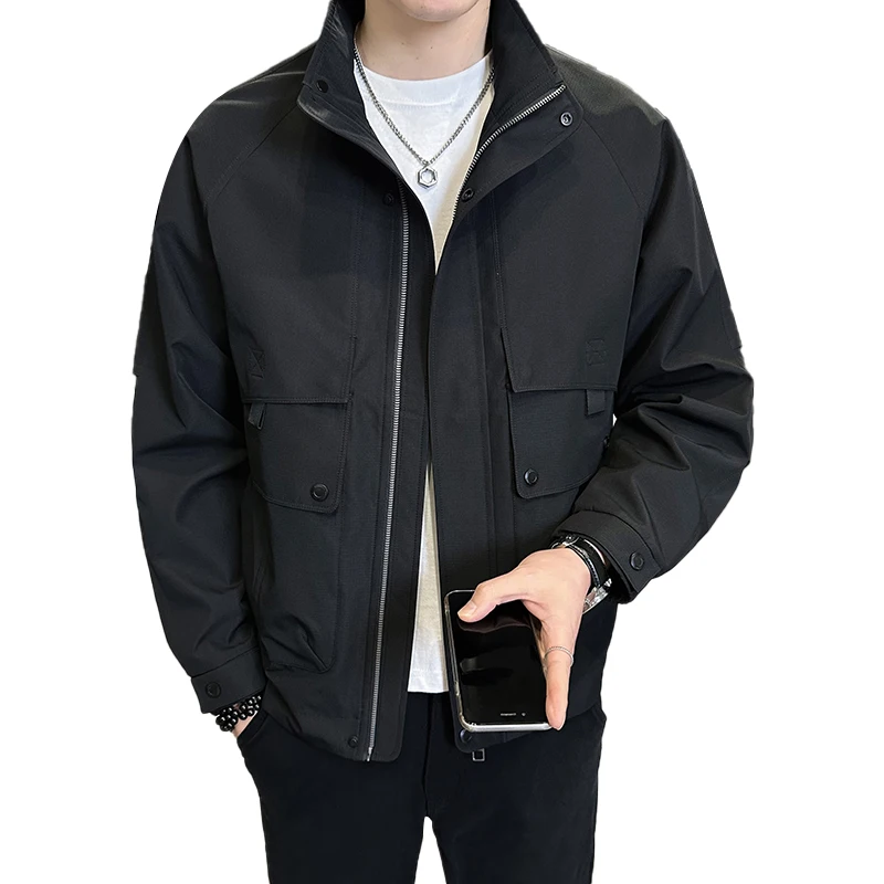 

Men Black Winter Jacket Men 2024 New Korean Fashion Jacket Windbreaker Casual Solid Color Windproof Jacket For Men