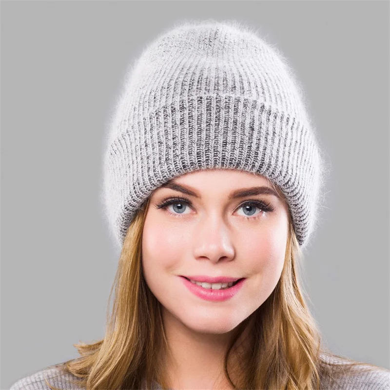 XthreeBeanieHatforWomenWinterHatKnittedRabbitFurSkulliesHat