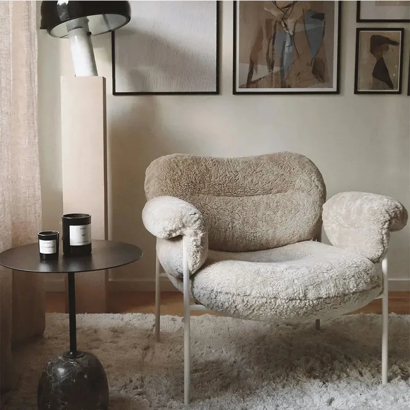 

Nordic Designer Flannel Living Room Chair Simple Light Luxury Single Sofa Leisure Chair Living Room Furniture Balcony Armchair C