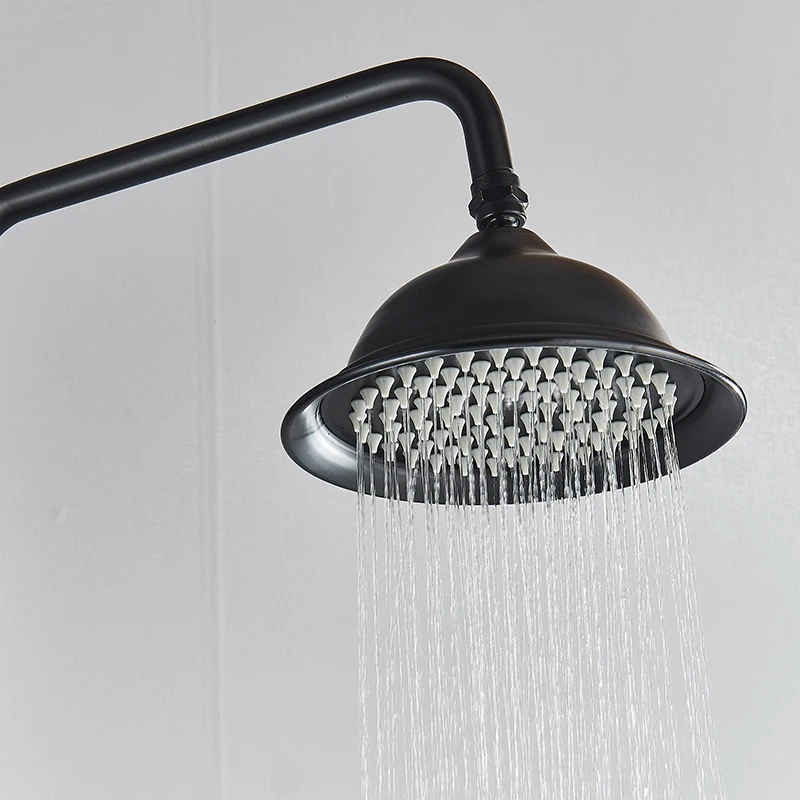 Description Picture 5 of itemOil Rubbed Bronze Shower Faucet Wall Mounted 8 '' Shower Head Hot And Cold Water Mixer Crane  Shower Bracket Bathroom Shower Set