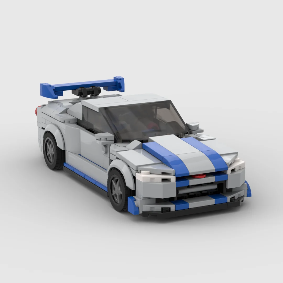 Moc Nissan Gtr R34 Racing Sports Car Vehicle Speed Champion Racer Building Blocks Brick Creative Garage Toys For Boys Gifts