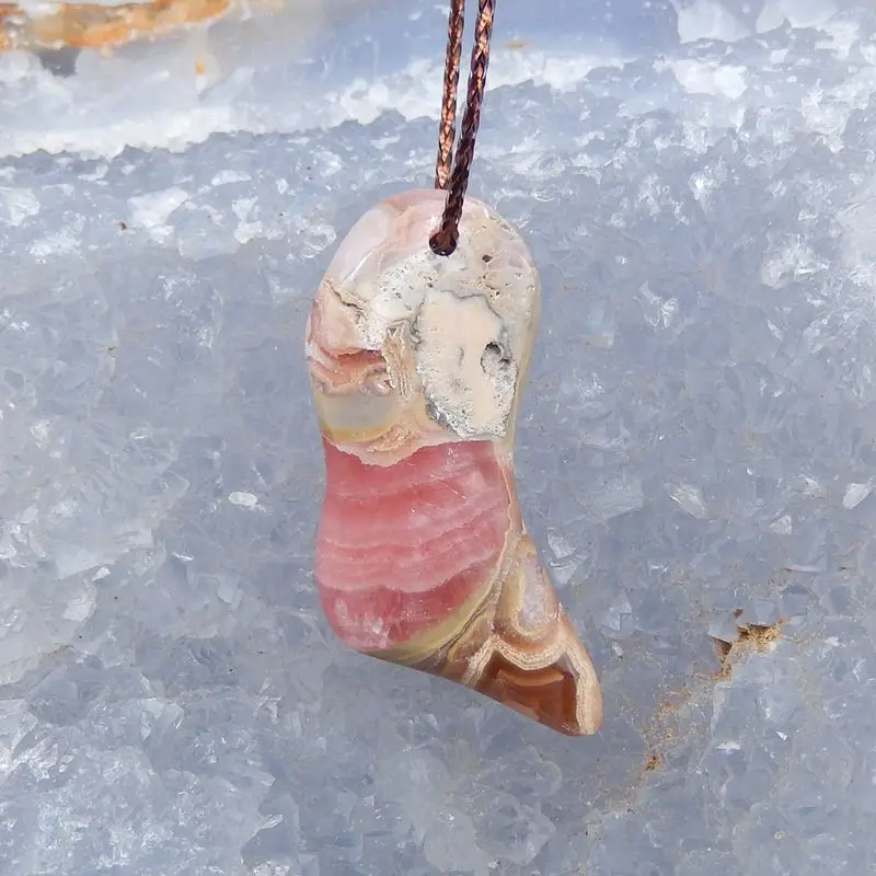 Natural Stone Argentina Rhodochrosite Pendant Bead 32x14x6mm 5g Beauty Jewelry Necklace Pendant Accessories