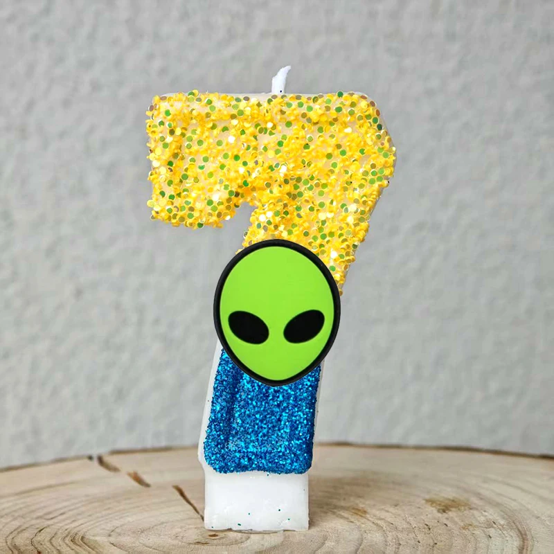 Lustige Alien-Themen-Kerzen 0-9 Zahlen Kindergeburtstag Tortenkerzen Dekoration für Babyparty-Dekor – Detail 28