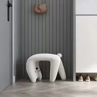 Coiffeuse sans accoudoirs en peluche, chaises d'entrée, chat mignon, salle de maquillage, repose-pieds, tabouret de vanité pour salon, meubles de chambre à coucher 6