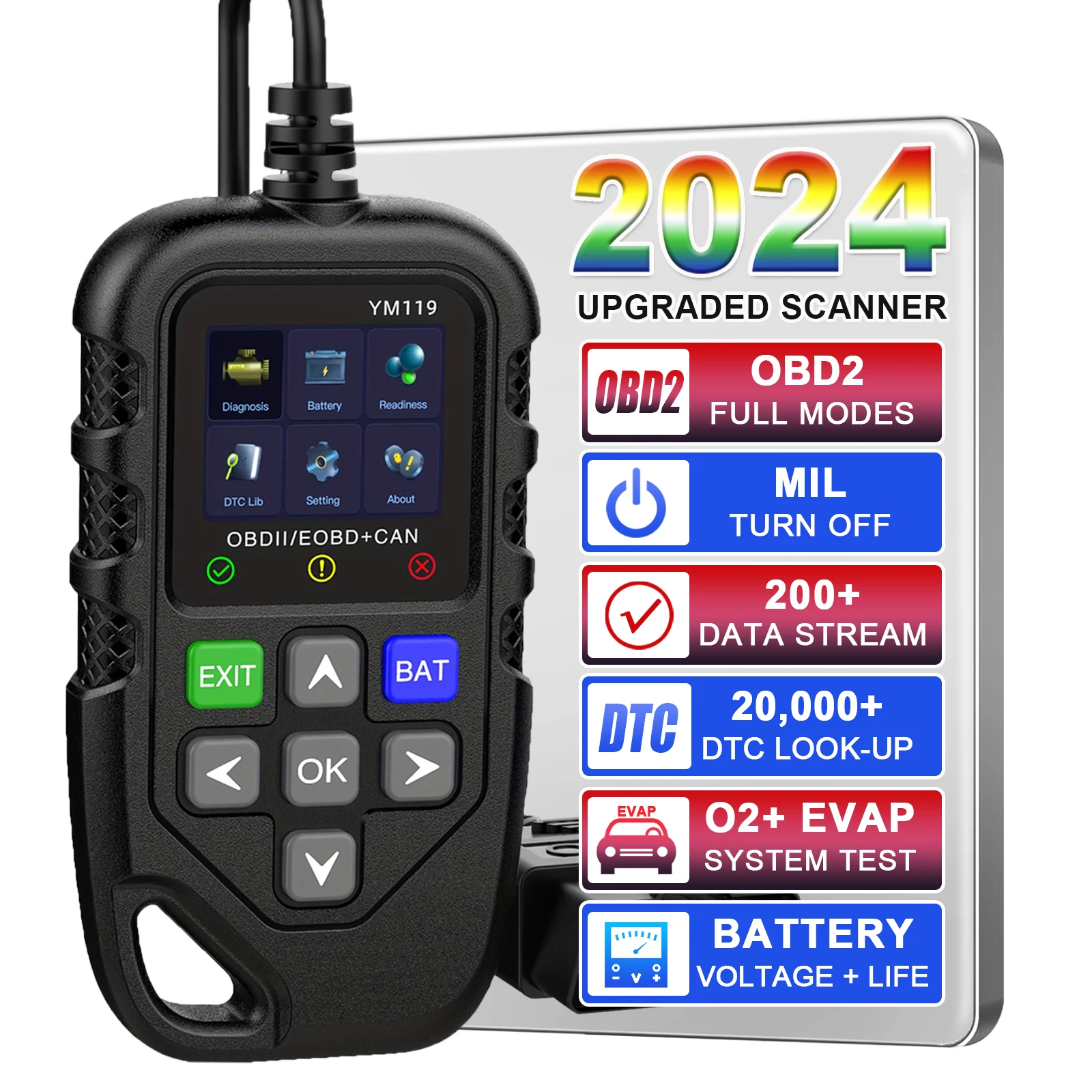 Полный OBDII/EOBD CAN режимы YM119 Ручной OBD2 считыватель инструмент диагностические инструменты для автомобилей