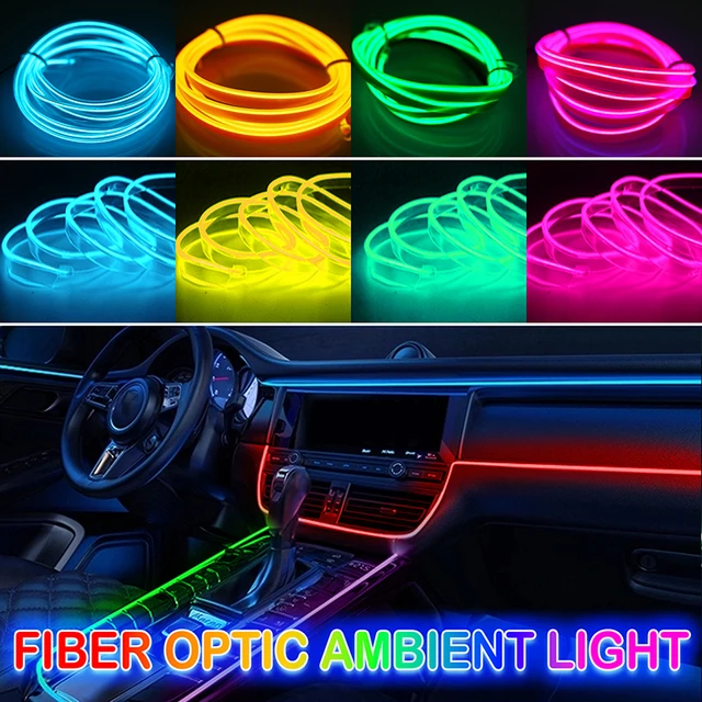 Bande lumineuse LED d'intérieur de voiture, câblage EL flexible, néon pour  auto, lumière ambiante bricolage avec clé USB, décoration de bande, 1m, 2m,  3m, 5m - AliExpress