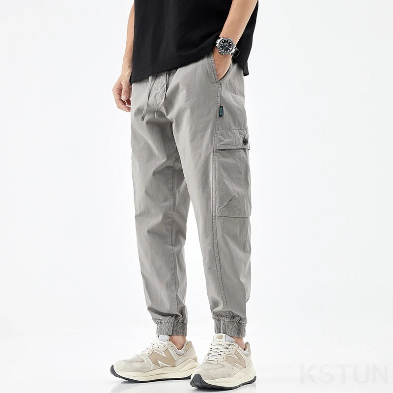 Men Cargo Pants Elastic Waist Loose Jogger Male Casual Harem Pants Sweatpants Hip Hop Sports
