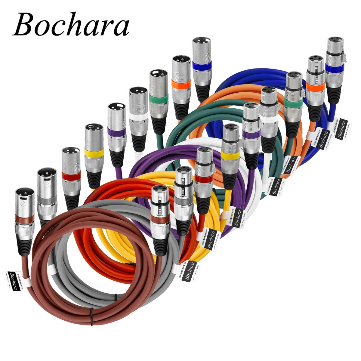 Bochara Premium Coloured XLR Cable - Male to Female - OFC Audio with Foil & Braided Shielding