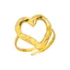 Bagues géométriques en acier inoxydable pour femmes, Texture minimaliste, couleur or, ouverture de Couple, bijoux esthétiques de mariage et de noël