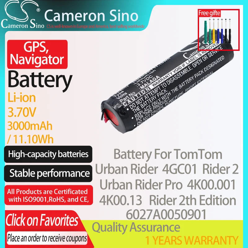 Batteria Cameronsino Per Tomtom Urban Rider 4Gc01 Rider 2Th Edition 4K00.001 Rider Adatto A Tomtom Gps Gps, Batteria Navigatore