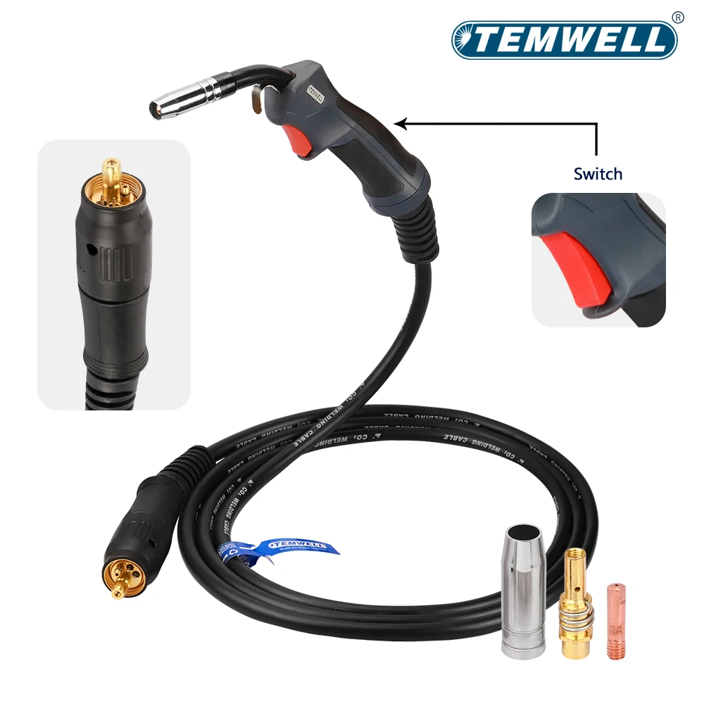 TEMWELL MB15 15AK Mig Welding Torch Co2 Gun 180A 4.5M With Euro Connector