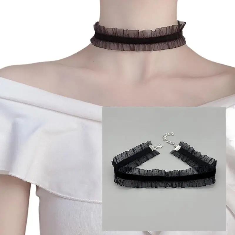 1pc Velvet Lace Chokers Necklaces For Women Girls Cute Fairy Flower Collar Necklaces Wedding Party Fashion Jewelry Gift
