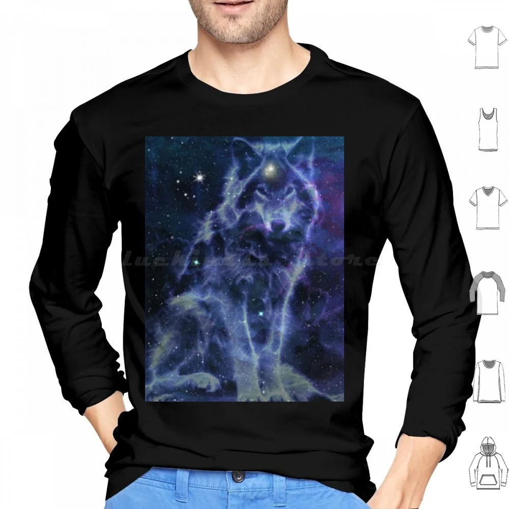 Galaxy Wolf Felpa Con Cappuccio In Cotone Manica Lunga Galaxy Animal Wolf Wolves Animals With Galaxy Night Skies Stars Galaxy Space