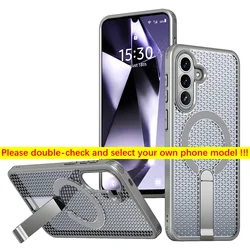 Enhanced Heat Dissipation Phone Case with Magnetic Bracket for Galaxy A27 (Titanium Gray)