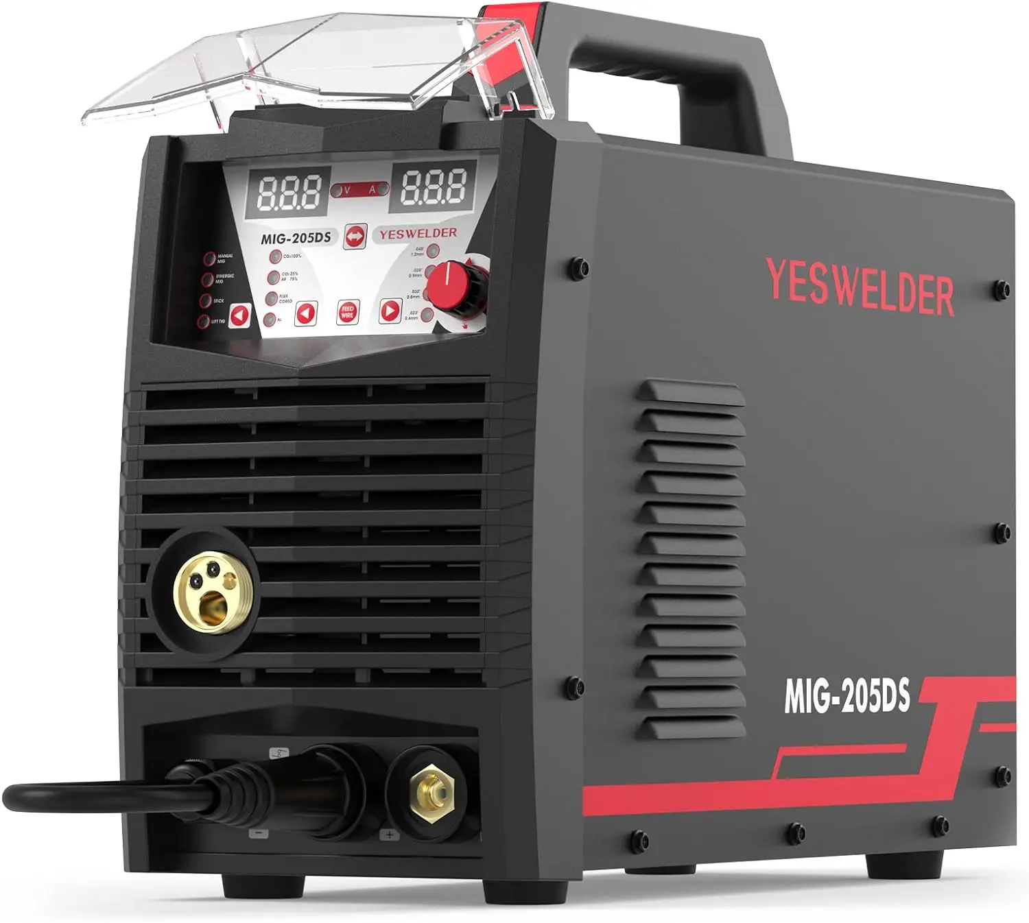 Digital MIG-205DS MIG Welder 200Amp 110/220V Dual Voltage Gas Gasless MIG Welding Machine MIG/Lift TIG/ARC