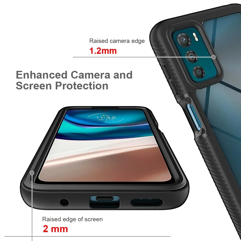 Hybrid Rugged Shockproof Transparent Phone Case with TPU Frame
