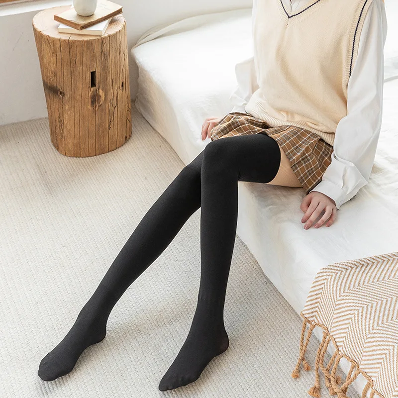 Lolita iarna cald dresuri femei sexy fleece colanți termici Stocki Veet talie înaltă elastice groase șosete feminine_voghion.com