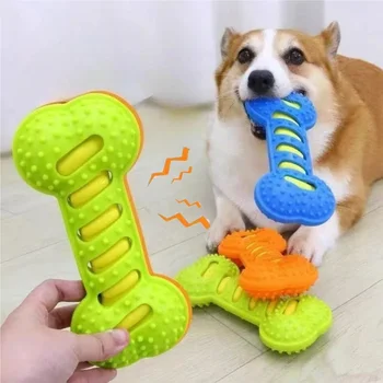 Giocattoli da masticare per cani da compagnia Giocattolo per ossa di gomma Resistente ai morsi Cucciolo Bastone interattivo Giocattolo da masticare per cuccioli Giocattoli interattivi per cani striduli