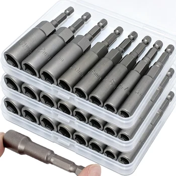 6/7/8/9/10/12/14mm Deepening Hexagonal Drill Sleeve Electric Nut Driver Drill Bit Set Impact Socket Adapter Wrench Power Tool 1