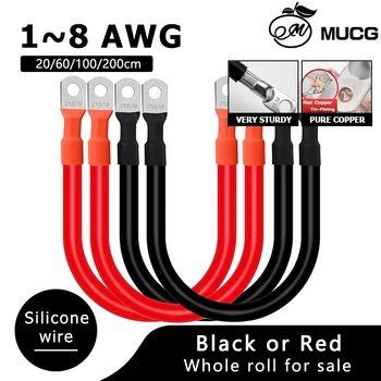 Cavo di collegamento per inverter a energia solare, nero e rosso, M6 M8 M10, cavo di collegamento per inverter per batteria auto, 1 2 4 6 8 AWG